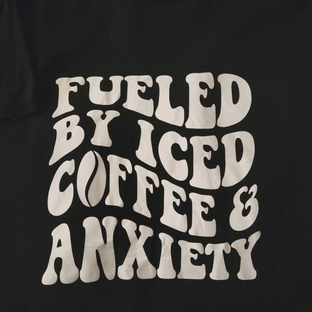 Hand Crafted Black Tee with White Print